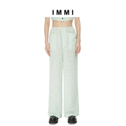 immi春夏绿色，粗花侧口袋阔腿长裤，121pt028x