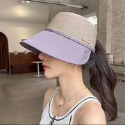 夏天太阳帽女款大帽檐防紫外线遮阳帽户外百搭可折叠显脸小鸭舌帽