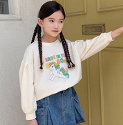 2023秋季韩国童装momo儿童，女孩公主甜美卡通，小鹿卫衣t恤