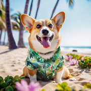 柯基衬衫宠物狗狗衣服薄款夏季夏威夷风情沙滩花衬衣小型犬春夏装