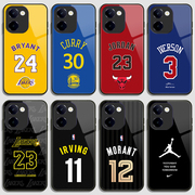 NBA科比艾弗森球衣号手机壳适用于VIVOY100I库里93詹姆斯78+乔丹77E威少72钢化玻璃57欧文35杜兰特32巴特勒66