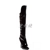 美国Ellie Shoes12.75cm性感黑色及膝高筒靴花纹设计尖头高跟女靴