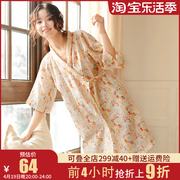 夏季睡裙女日系和服睡衣夏天薄款晨袍浴袍，纯棉纱布睡衣短袖家居服