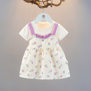 女童短袖连衣裙夏装纯棉0—3周岁宝宝公主裙夏季婴儿上衣儿童裙子