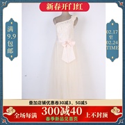 vintage古着夏季连衣裙，斜肩立体花朵，收腰显瘦长裙公主裙2020-56
