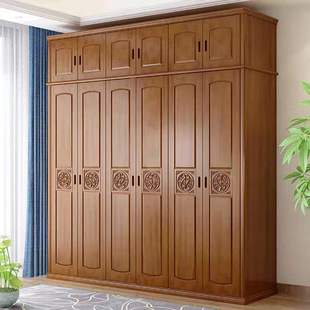 实木衣柜现代简约三四五六门橡木对开门衣柜转角经济型中式衣柜