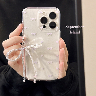 原创紫色女款iphone15ProMax手机壳12透明闪粉软壳13可爱小清新苹果14Pro全包