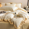雕花绒四件套冬季牛奶绒，床上用品珊瑚绒，纯色床单被套保暖商场同款