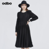 odbo/欧迪比欧原创设计法式复古连衣裙女秋装高级感a字裙