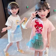 2女宝宝夏装网红短袖，t恤裙子夏季女童公主，女孩女夏天1-3岁5连衣裙