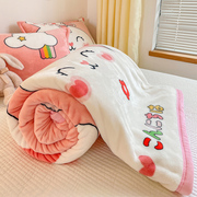 冬季珊瑚绒毯子牛奶绒毛毯，沙发盖毯法兰绒空调小被子学生宿舍保暖