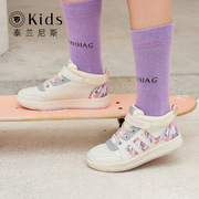 泰兰尼斯kids女童板鞋，高帮秋款女孩，休闲鞋单鞋时尚篮球鞋
