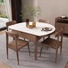 韵存新中式实木，岩板圆餐桌椅组合北欧餐桌，家用小户型折叠饭桌吃饭