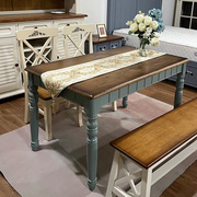 912款美式复古地中海全实木餐桌椅家用小户型风格家具