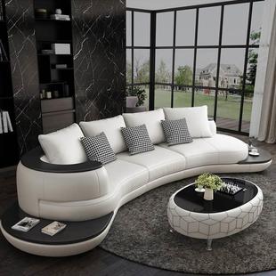 创意弧形真皮沙发组合轻奢客厅中小户型现代时尚简约个性皮艺沙发