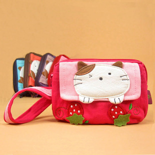 韩国猫抖音可爱四层零钱包纯棉，拼布手机包女士手拿包钥匙手包