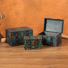 木质复古带锁百宝箱收纳盒储物盒