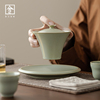 汝窑三才盖碗青瓷茶杯大号泡茶碗器陶瓷功夫茶具套装带盖家用喝茶