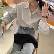 韩版气质不规则条纹衬衫女春季设计感小众宽松长袖衬衣上衣