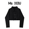 Ms XIDU 新中式盘扣黑色西装外套女宽松小个子设计感短款小西服秋