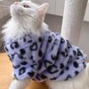 紫色小豹纹秋冬季毛绒，猫咪衣服宠物保暖卫衣英短布偶蓝猫幼猫冬装