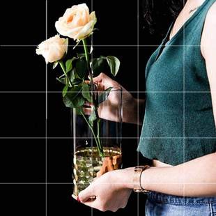 高档金箔玻璃花瓶简约透明插花器，水培瓶植物，花瓶装饰摆件玫瑰金