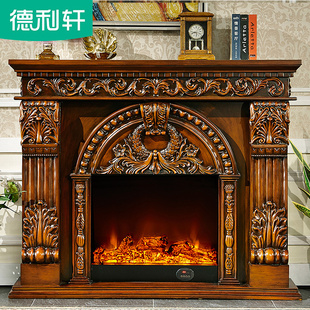 德利轩家具 1.5/1.8米欧式壁炉装饰柜实木电壁炉架雕花电视柜8071