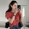 韩国chic夏季洋气百搭圆领重工麻花纹设计宽松套头短袖针织T恤女