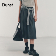 Dunst2024春季女士双层褶皱半身裙羊毛混纺长裙百搭UDSK4A207
