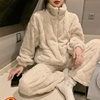 珊瑚绒睡衣女秋冬季加厚加绒韩国版法兰绒家居服，运动休闲两件套装