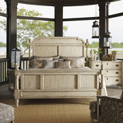 欧式复古仿古做旧白色实木床1.8米 美式乡村双人床1.5米 可定制