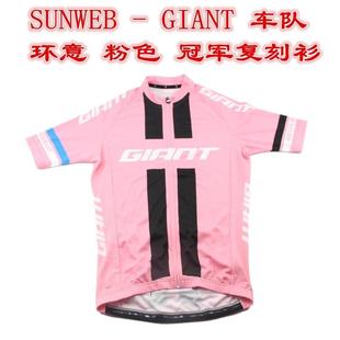 GIANT捷安特SUNWEB车队环意粉色冠军复刻版短袖车衣骑行服车裤