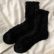 无法抗拒的质感~ 珊瑚绒袜女中筒袜秋冬季加绒保暖麻花睡眠地板袜