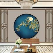 8D新中式古典花鸟电视背景墙布客厅沙发自带边框壁布卧室床头壁画
