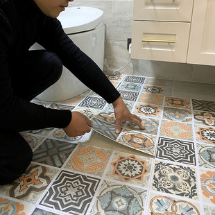 卫生间地板贴浴室防水地贴厨房厕所地砖防滑耐磨水泥地面自粘地贴