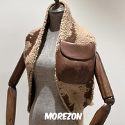 MOREZON8on8设计师潮人时尚个性棕色圈圈羊羔毛围巾马甲