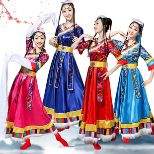 藏族服装女舞蹈服演出服装女装套装民族服装大摆裙新疆蒙古表演服