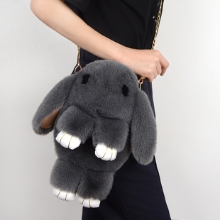 毛毛绒小兔子包可爱儿童背包2022少女包链条单肩斜跨女包学生