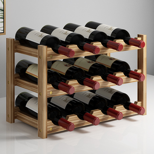 家用实木红酒架摆件收纳架葡萄，酒瓶置物架子，酒柜酒格红酒柜展示架