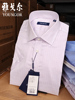 雅戈尔短袖衬衫男紫色格子纯棉，高支免烫断码中年夏季寸衫12259kba