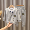 2023春秋男童儿童套装1-3岁4岁时尚洋气衬衫长袖两件套衣服裤