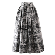 黑白浮雕法式复古高腰半身裙女2023秋季设计感小众显瘦蓬蓬裙