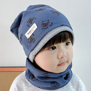 男童帽子早秋冬款儿童堆堆，帽男孩帅气纯棉小孩宝宝洋气套头帽