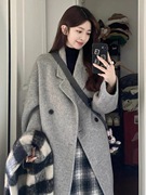 灰色羊绒大衣女中长款2023冬季韩版高级感羽绒服内胆加厚外套