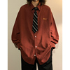 高级感酒红色衬衫青春流行百搭日系cityboy衬衣美式oversize外套