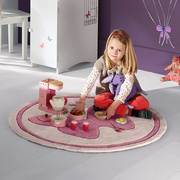 儿童房地毯圆形卧室床边毯爬行地垫卡通欧美蝴蝶，腈纶手工加厚定制