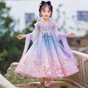 汉服女童夏装儿童古装，夏款中国风超仙唐装古风，公主女孩夏季连衣裙