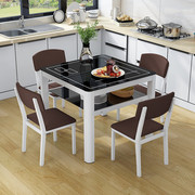 餐桌椅组合4人6人长方形，家用餐桌现代简约小户型方桌钢化玻璃饭桌