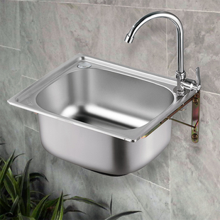 小单槽304不锈钢，水槽厨房洗菜盆洗碗池洗手盆一体水盆套餐