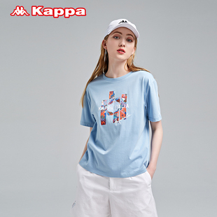 kappa卡帕短袖女运动短袖，休闲印花t恤夏季半袖k0b42td10